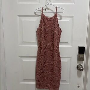 BCX Lace Midi Dress in Dusty Rose